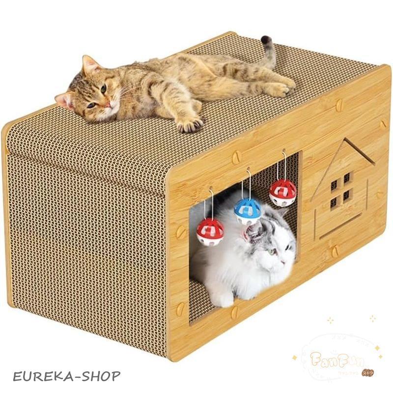 猫家具　猫用品　爪研ぎ　木製　ハンドメイド　猫ハウス 爪研ぎ キャットハウス 爪とぎ ベッド 両用 つめとぎ 箱式 猫用 木製