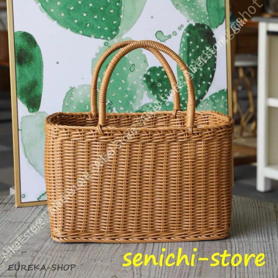 持ち手 籠バッグフルーツ入れ バスケット かごバッグ 取っ手付き