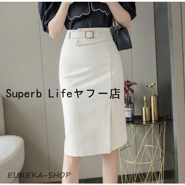 タイトスカート 膝丈 レディース ボトムス 春 秋 白 黒 スリット