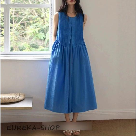 ワクレインブルー 肌が明るく見える！ワンピース レディース 夏