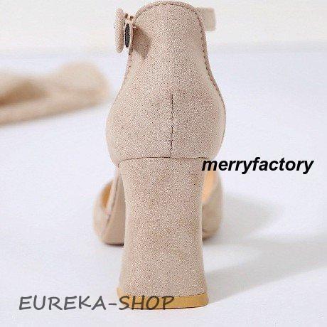 チャンキーヒール パンプス ポインテッドトゥ アンクルストラップ