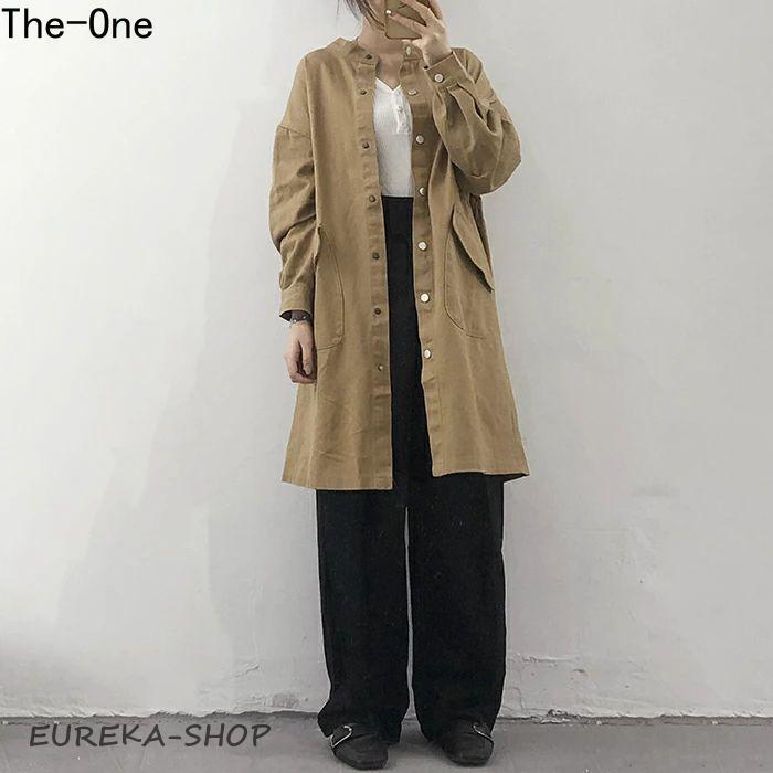 トレンチコート レディース ロング 春 秋 バンドカラー コート