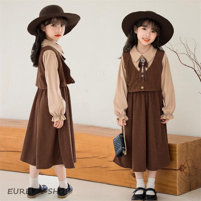 2type 春/秋冬 裏ボア 120-165cm フェイクレヤード ワンピース 女の子