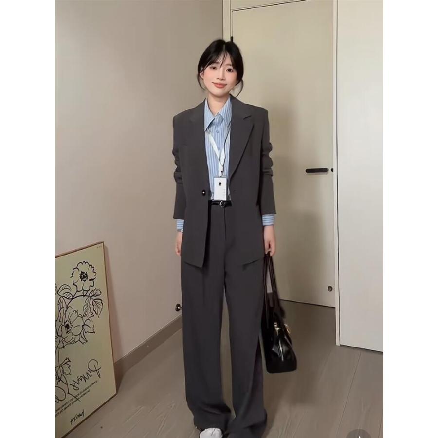 スーツ レディース ビジネス セットアップ 洗える パンツスーツ ロング