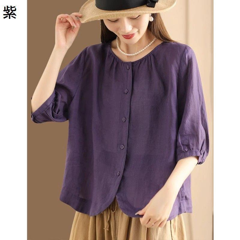 linen yaのブラウス 楽天市場】LinenYa（リネンヤ）リネン丸襟ブラウス 