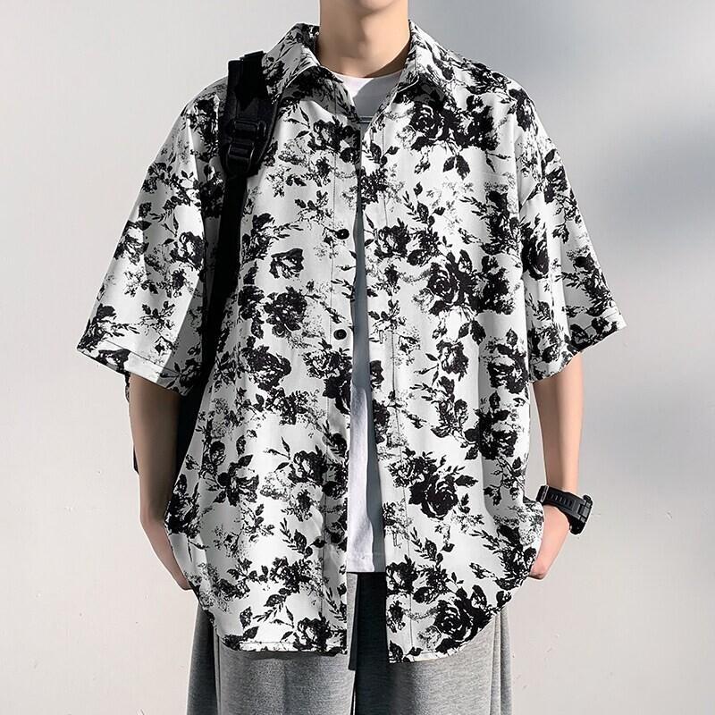 アロハシャツ メンズ 半袖 花柄 シャツ 襟付き カジュアル 夏 総柄