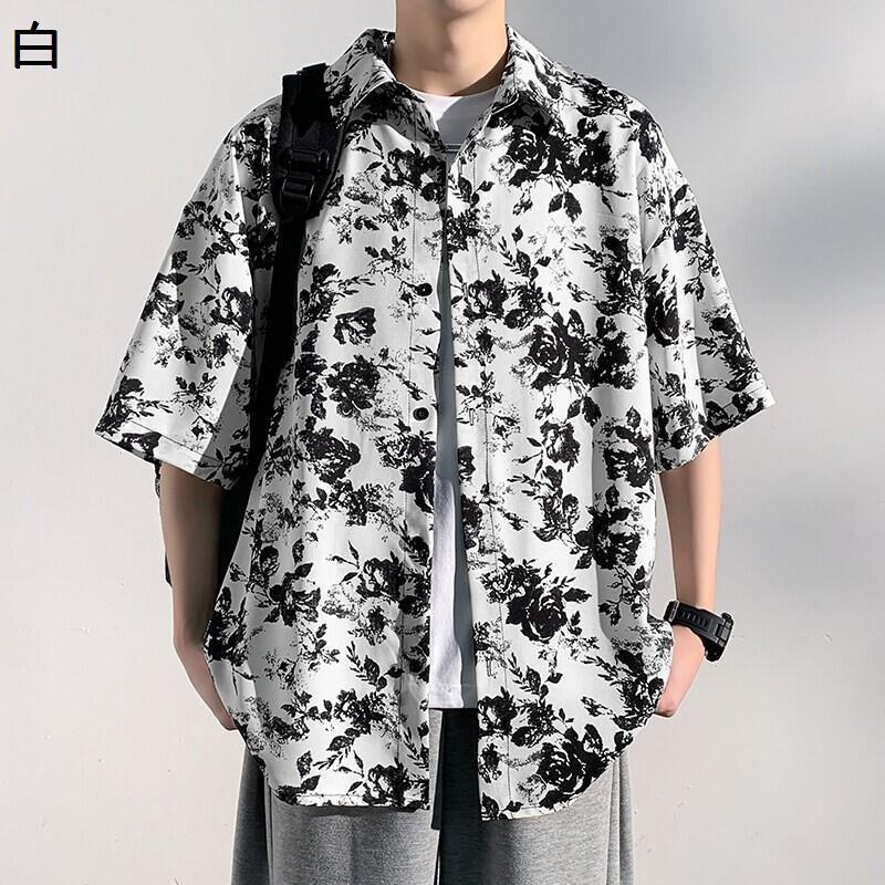 アロハシャツ メンズ 半袖 花柄 シャツ 襟付き カジュアル 夏 総柄