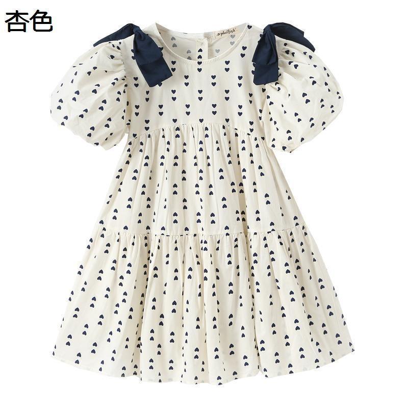 ワンピース 女の子 子供 ハート柄 パフスリーブ バルーン袖 夏用 半袖 