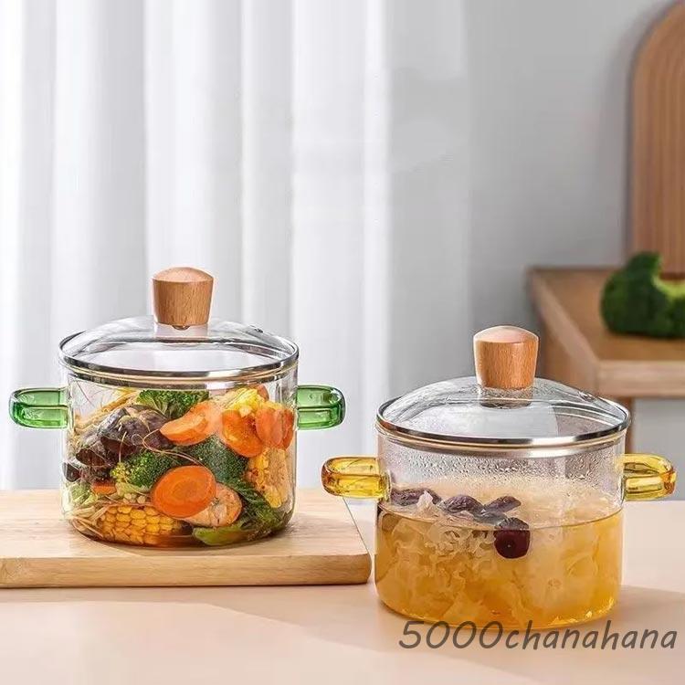ガラス蓋付き 両手鍋 スープ鍋 鍋 2.3L 卓上鍋 煮込み鍋 1.6L 深型 直