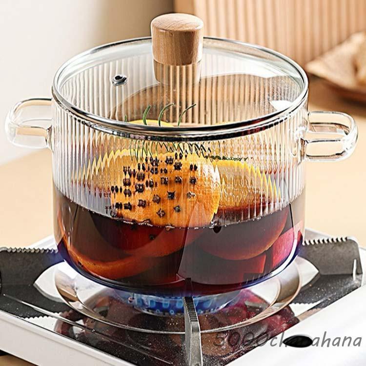 家庭用 卓上鍋 耐熱ガラス 透明 ガラススープ鍋 ガラス調理鍋 1.5L/1.8