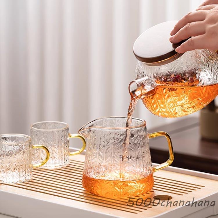 マグカップ 急須 セット 6人 ティーポット 耐熱ガラス 直火 茶こし付き