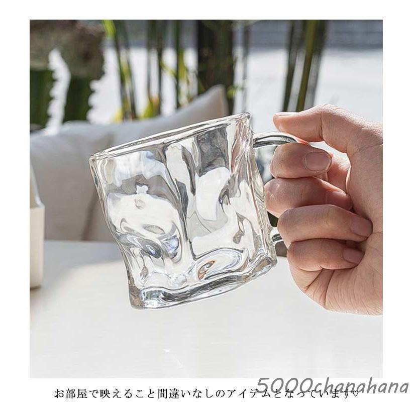 爆買 ガラス マグカップ 4個セット 珈琲カップ ミルク 取手付き 210ml