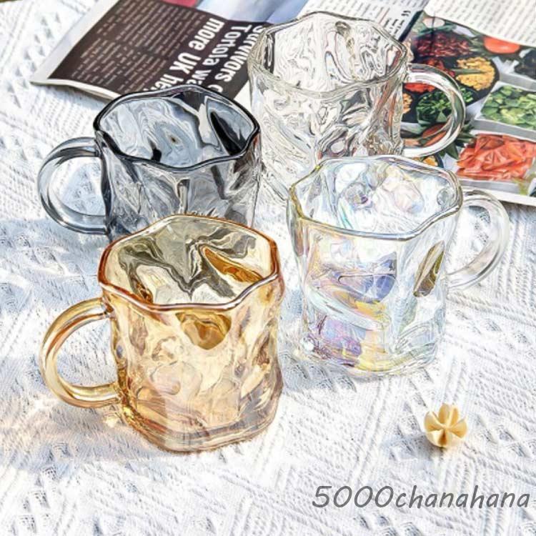 ガラス マグカップ 4個セット 珈琲カップ ミルク 取手付き 210ml
