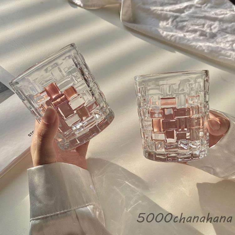 爆買 300ml タイル柄 350ml 大きめ ガラス ガラスコップ タンブラー 