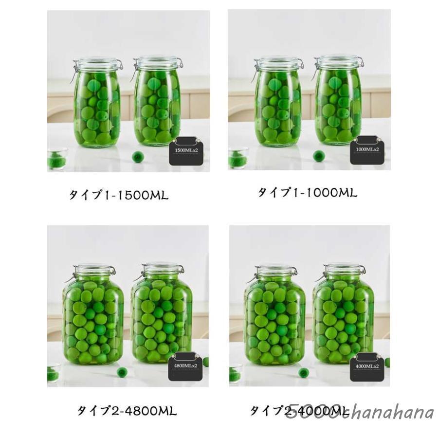 pinemtbr　瓶詰め2本セット(大) 2個セット】密封瓶 ガラス 取っ手付き 5L 4L 3L 2L 1L 梅酒瓶 密封びん
