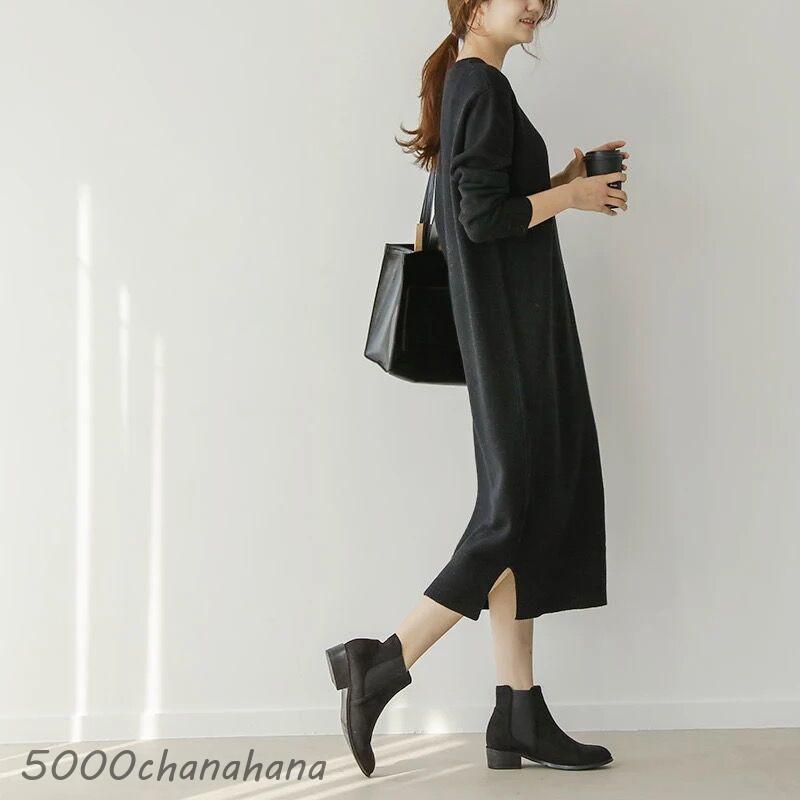 ニットワンピース●チュニック●ロングセーター●黒●522 marai（マーライ） ニットワンピース ロング セーター 秋冬 長袖