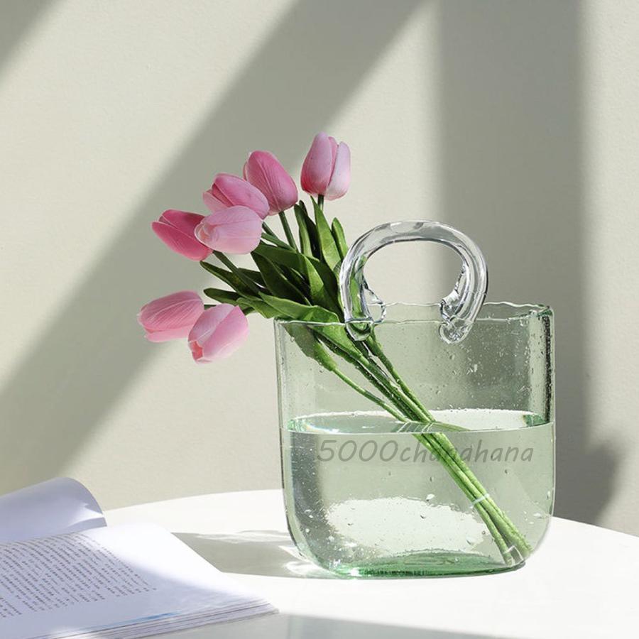 花瓶 バッグモチーフ フラワーベース ガラス 金魚鉢 北欧 韓国スタイル