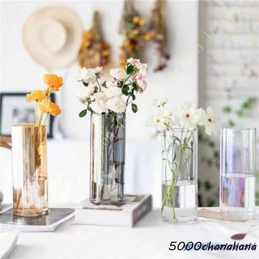 円柱 花瓶 大 フラワーベース ガラス 一輪挿し北欧 透明 花器 シンプル