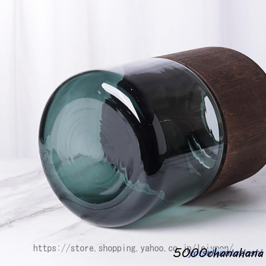 Yahoo Flower vase フラワーベース 木 ガラス 琉球ガラス 稲嶺盛吉