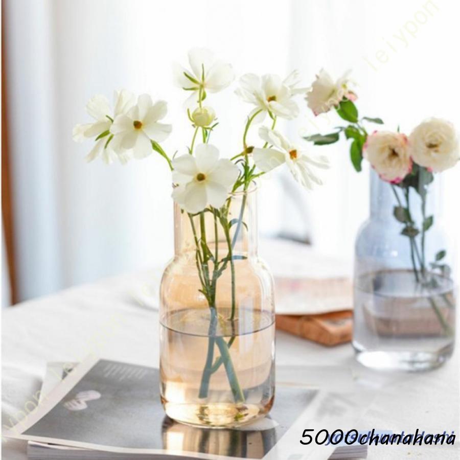 ガラスベース 花瓶ガラス 花器 20cm フラワーベース ガラスボトル 透明