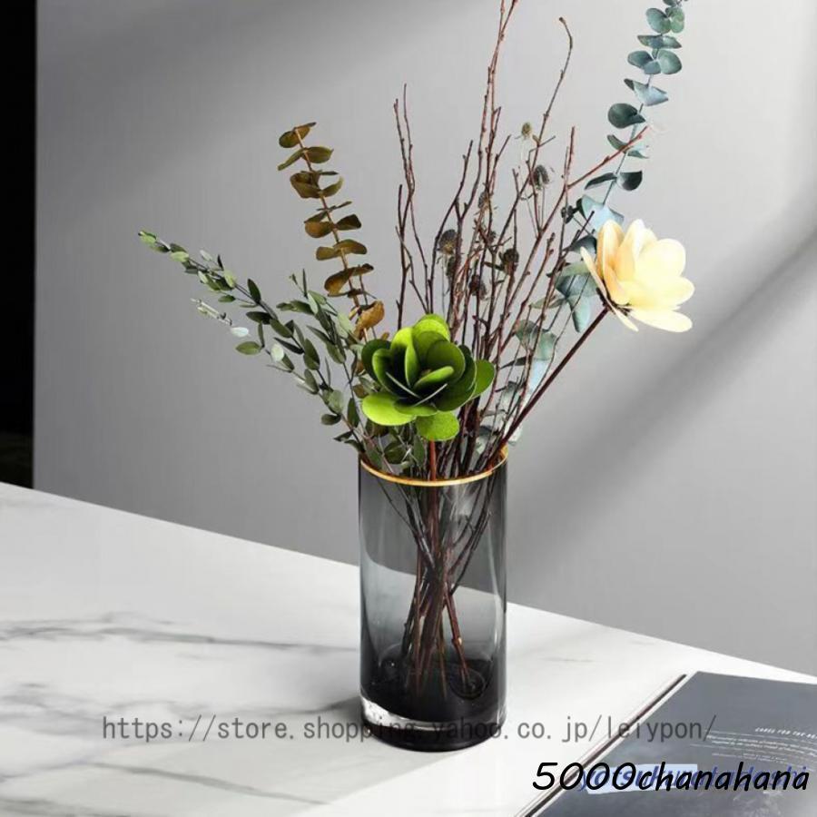 イシャス風　ベース　2個セット　花瓶　ガラス　インテリア　フラワー　黒　モダン イシャス風 ベース 2個セット 花瓶 ガラス インテリア フラワー 黒