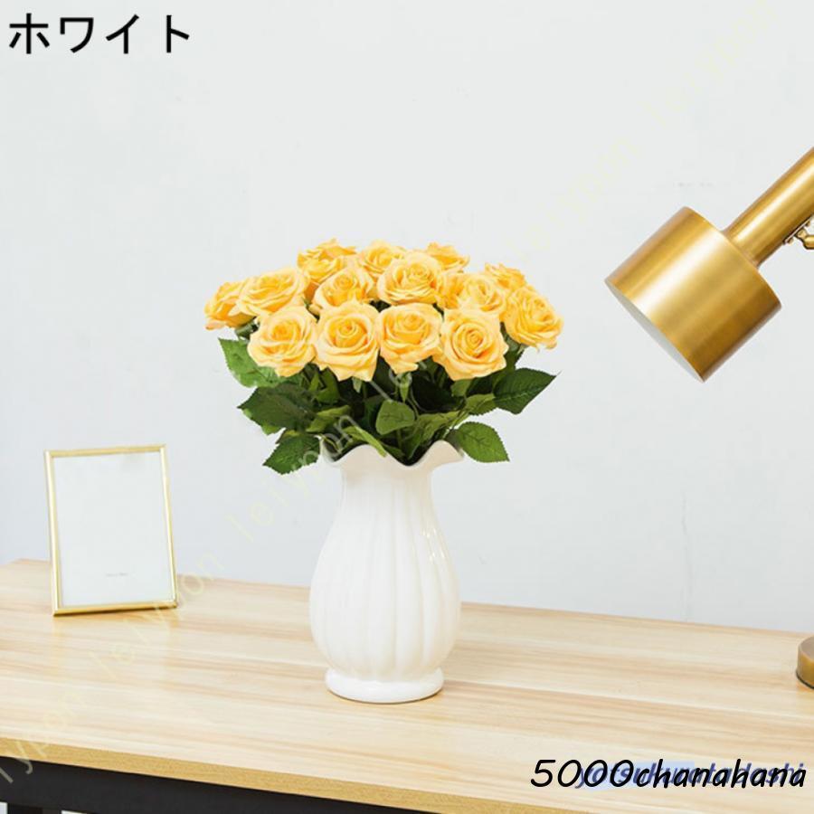 フラワーベース ヨーロピアン 花のつぼみ風 ピンク 陶器製 ホワイト