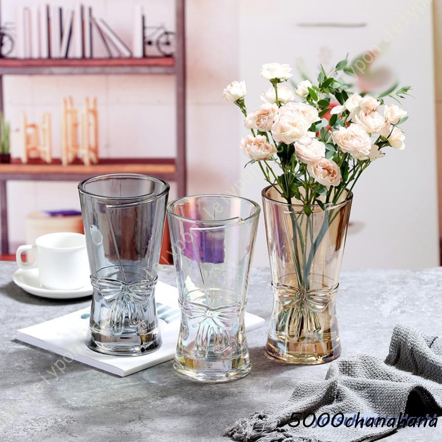 フラワーベース ガラス モダン ブラウン 一輪挿し 高さ22.5cm 透明