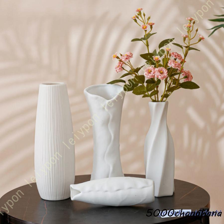 ホワイト陶器ハンドメイド花瓶 花瓶 陶器 和風 一輪挿し 白 ホワイト 花器 小さい かびん 手作り