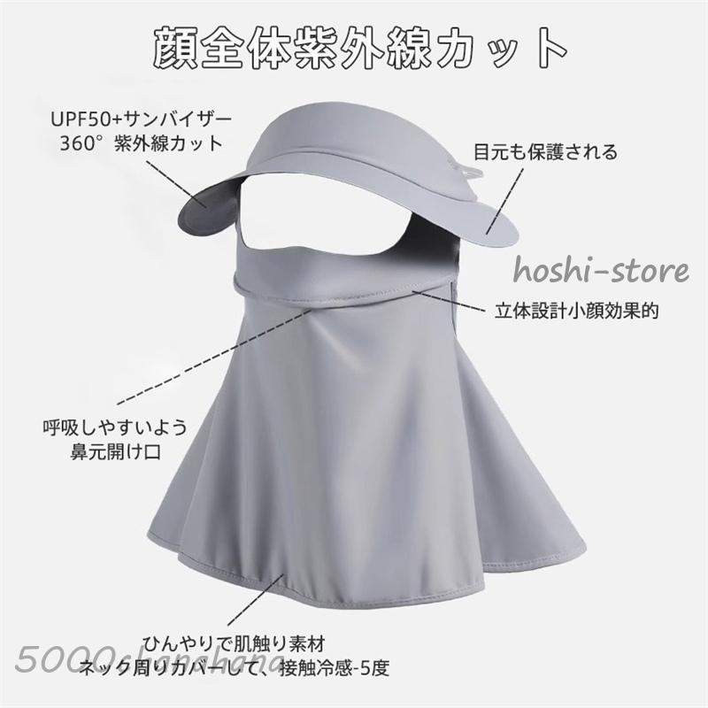 冷感フェイスカバー サンバイザー ひんやり 日焼け防止マスク 大判完全