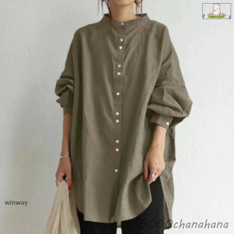 ロングシャツ 長袖 チュニック トップス シャツ レディース 大きい