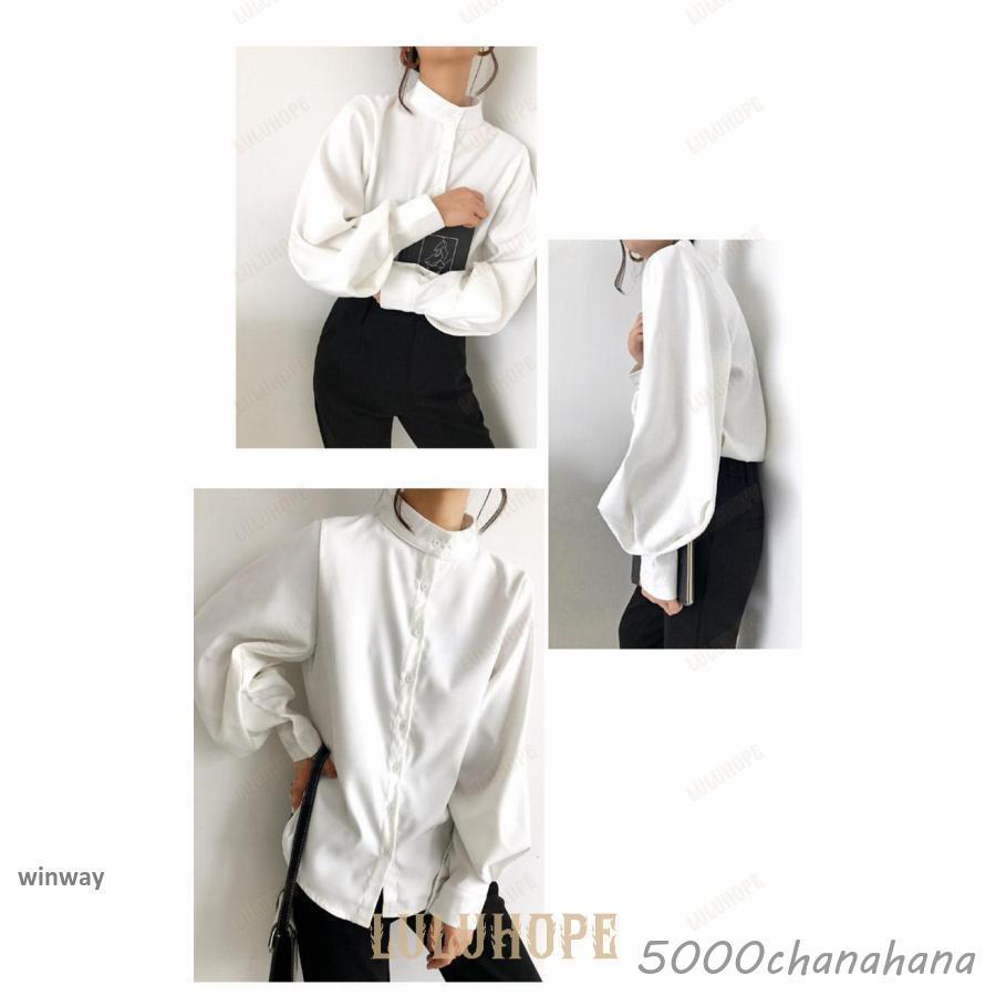 24SS✨Drawerランタンスリーブエンブロブラウス パフスリーブ 38 白 ブラウス レディース 長袖 ランタンスリーブ トップス シャツ トレンド