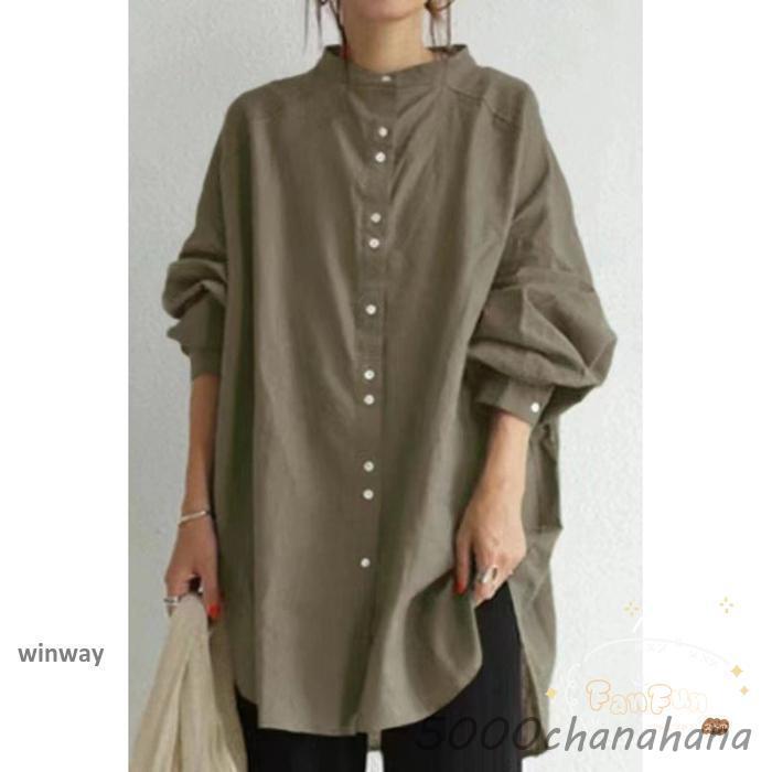 専用　ダークブラウン ロングチュニック 長袖 チュニックシャツ ロングシャツ ブラウス レディース カジュアル