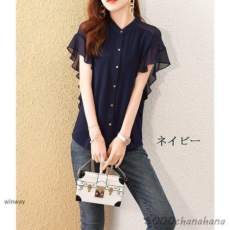夏新作ブラウス レディース 夏 シャツ 全4色 S-3XL 半袖ブラウス 