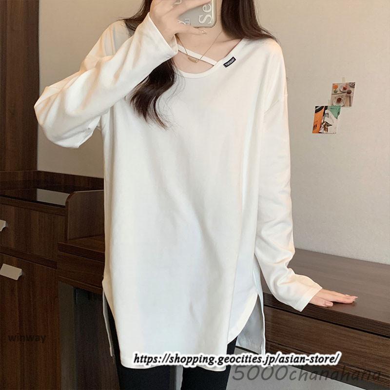 爆買 tシャツ Tシャツ レディース 長袖 チュニック カットソー ロング 