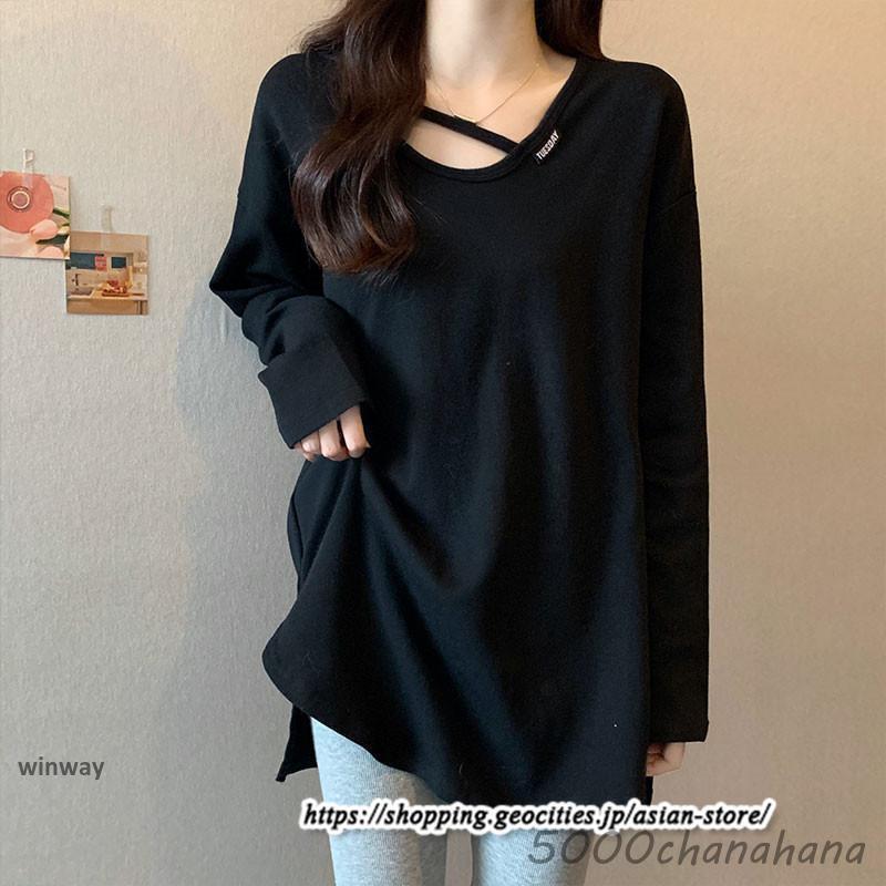 爆買 tシャツ Tシャツ レディース 長袖 チュニック カットソー ロング 