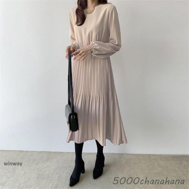 爆買 ワンピース レディース 秋 春 プリーツ マキシワンピース ロング