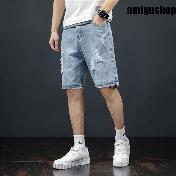 デニムハーフパンツ メンズ ショートパンツ 短パン ショーツ ダメージ