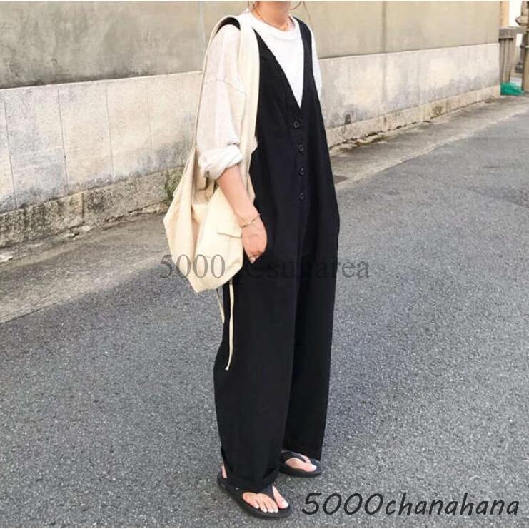 オールインワン レディース サロペット パンツ ワイドパンツ 春秋