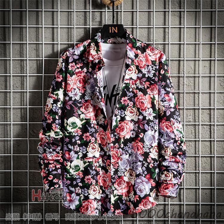 アロハシャツ メンズ 春服 長袖シャツ トップス 花柄 カジュアル 開襟