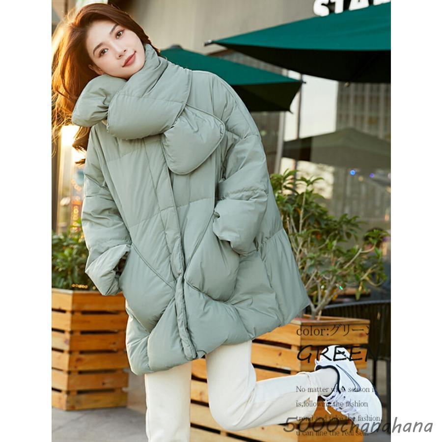 ダウンコート レディース 大きいサイズ ダウン 黒 ノーカラー ゆったり