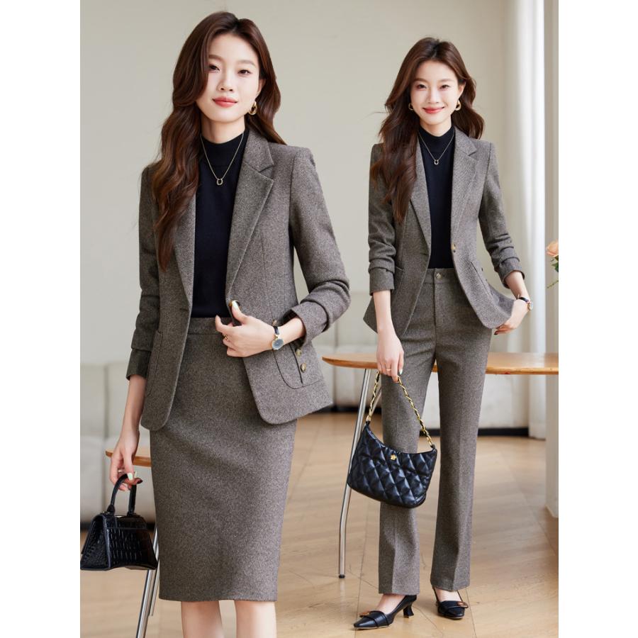 パンツスーツ セットアップ レディース ワイドパンツ ツイード 春 秋