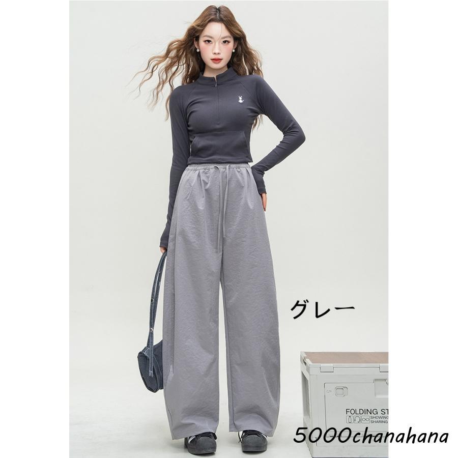 ワイドパンツ 夏服 レディース 春夏 ボトムズ 長ズボン ウエストゴム