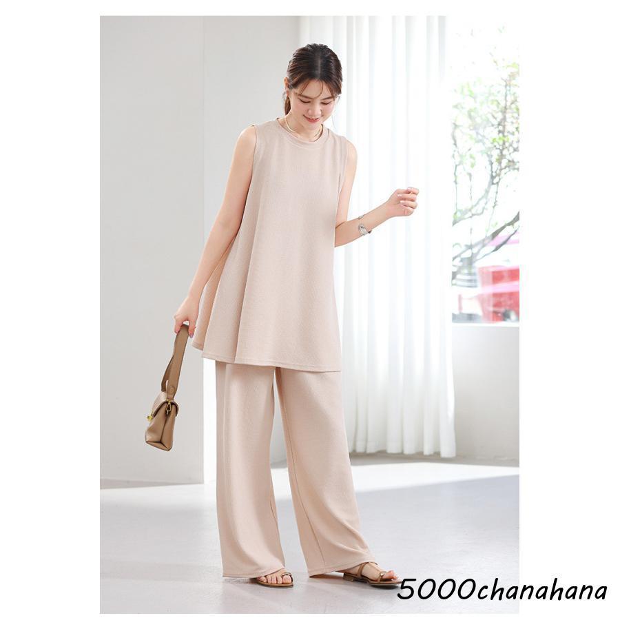 セットアップ レディース 夏服 トップス チュニック 半袖 ノースリーブ