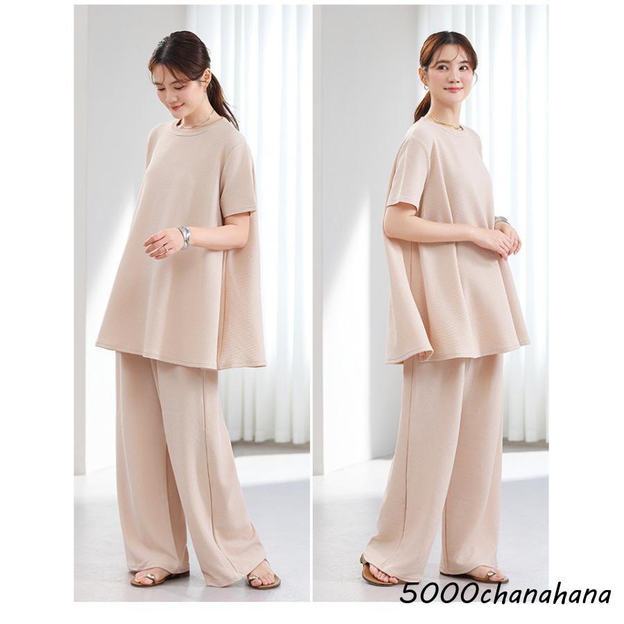 セットアップ レディース 夏服 トップス チュニック 半袖 ノースリーブ