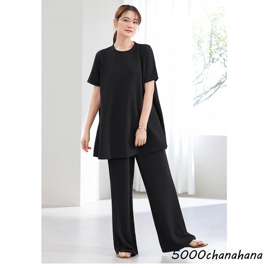 セットアップ レディース 夏服 トップス チュニック 半袖 ノースリーブ