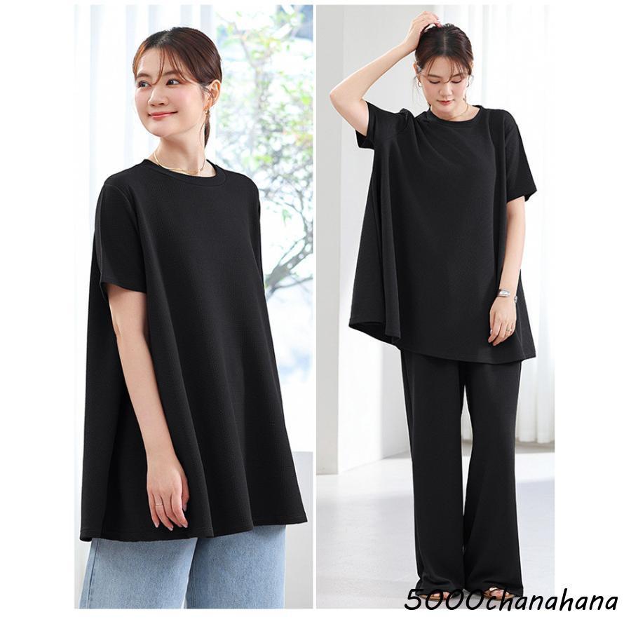セットアップ レディース 夏服 トップス チュニック 半袖 ノースリーブ