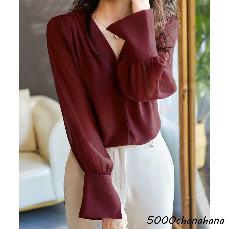 シフォンブラウス 通勤シースルートップス : HAMIYAショップ - 通販