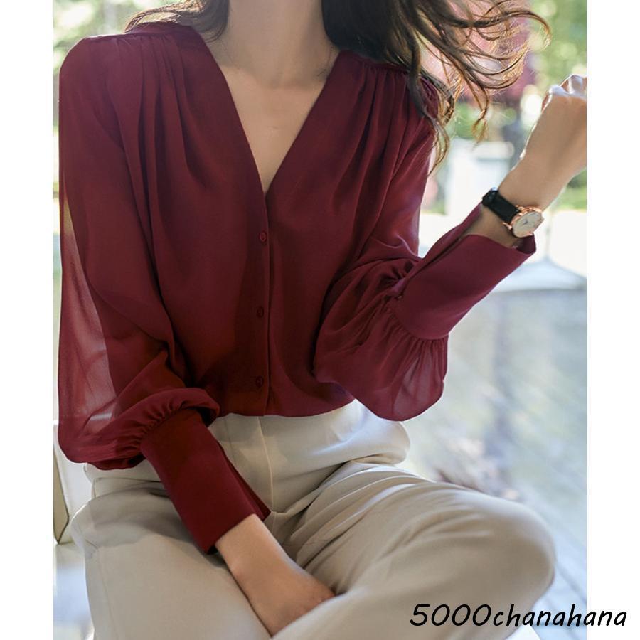 シフォンブラウス 通勤シースルートップス : HAMIYAショップ - 通販