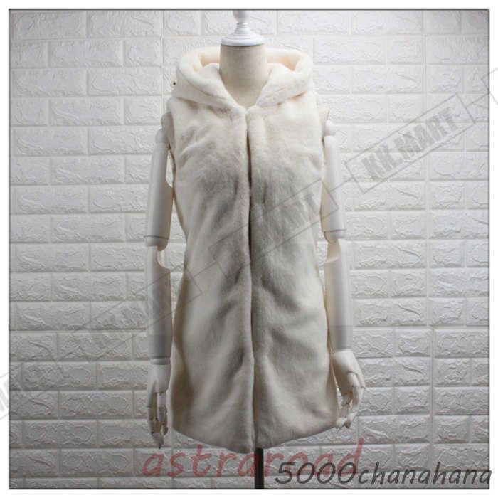 エコファーベスト レディース ファーベスト フード付き フェイクファー