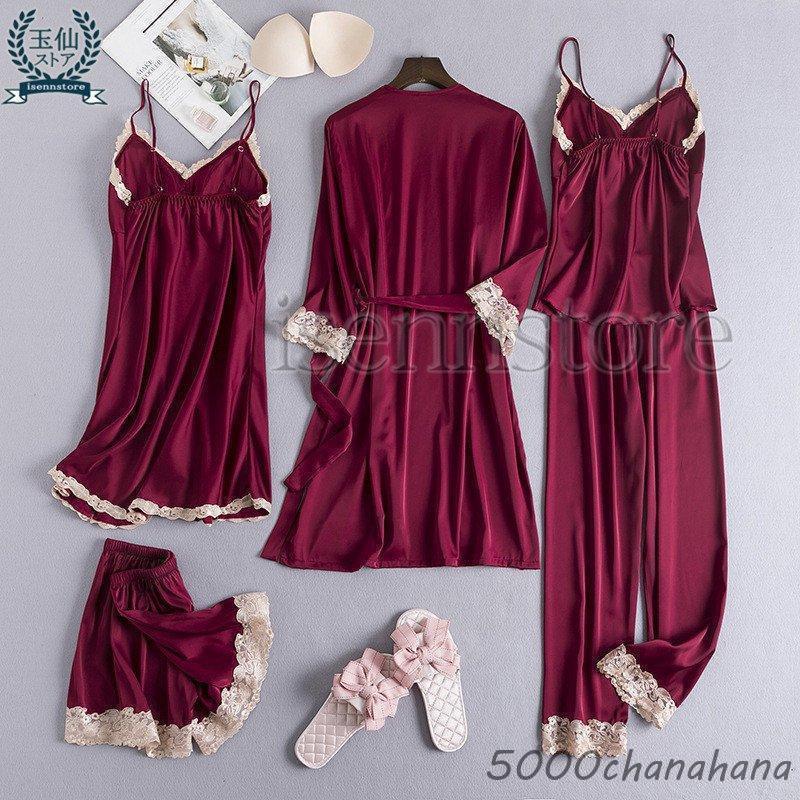 ルームウェア・パジャマ philme satin room wear ladies 上質な光沢感 シルクパジャマ ルームウェア レディース 5点セット 長袖